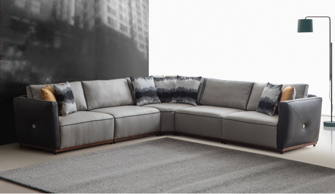 Ecksofa Sofas L-Form Großes Sofa Eck Wohnzimmer Polyester Modern Luxus Stoff Neu