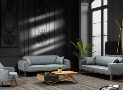 Sofagarnitur 3+3+1 Sitzer Design Sofa Polster Couch Modern Samt