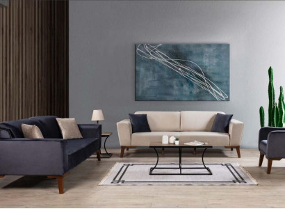 Sofagarnitur 3+3+1 Sitzer Sofa Couchgarnitur Textil Sessel Wohnzimmer