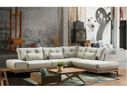 Möbel Ecksofa Holz Couch Wohnzimmer Sofa Couchen Sofas L-Form