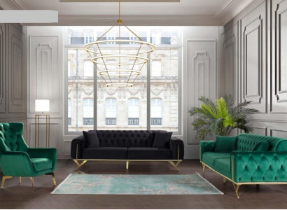 Sofagarnitur 3+3+1 Sitz Sessel Sofas Dreisitzer Garnitur Chesterfield