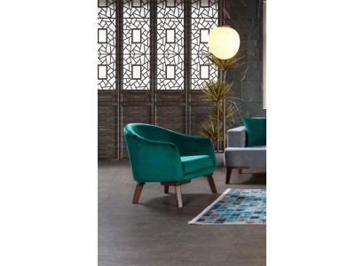 Sessel Luxus Polster Möbel Wohnzimmer Einsitzer Sessel Textil neu grüne Farbe