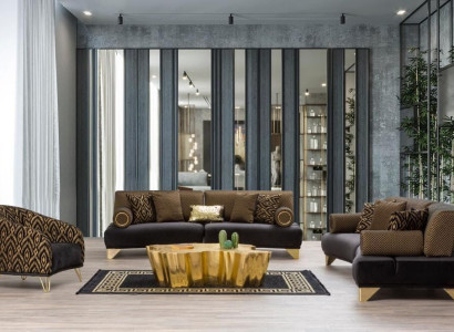 Sofagarnitur Garnitur Sofas Sofa Sessel Dreisitzer 3+3+1 Sitzer Stoff Gruppe Neu