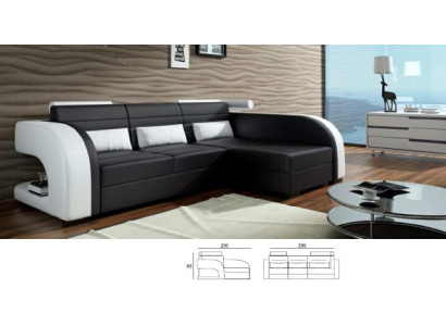 Leder Sofa mit USB Polster Ecksofa Wohnlandschaft Polsterecke Sofa Bergamo Couch