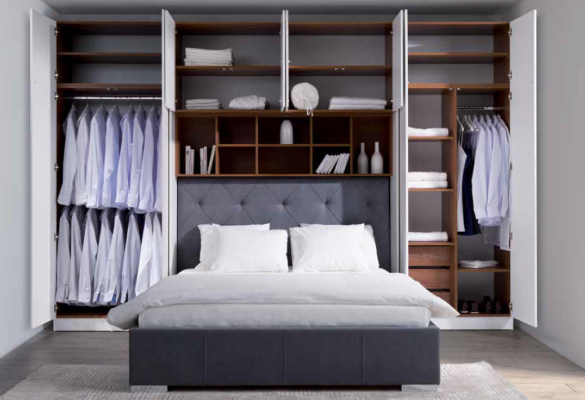 Schrank Bett Betten Wandschrank Polster Schränke Kleiderschrank Schlafzimmer Neu