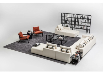 Weiße Sofagarnitur Polstermöbel L-Form Sofa Ecksofa Sessel Textil Couch Sofas