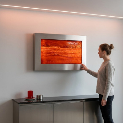 LED Wasserwand Designer Wasser Säulen Wasserfall Bild Rahmen 90x60