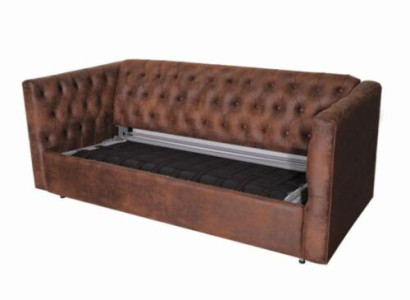 American Style Chesterfield Sofa Couch Leder Polster Braun Dreisitzer