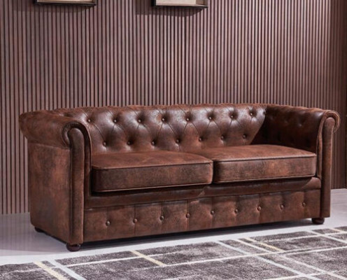 Luxuriöses Chesterfield-Sofa aus Kunstleder für das Wohnzimmer 