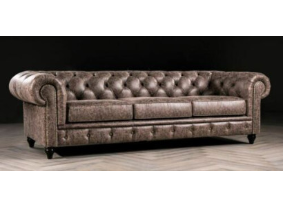 Mens Club Chesterfield Sofa Couch Leder Polster Dreisitzer Braun NEW