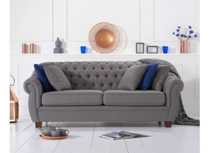 Chesterfield Stoff Polster Dreisitzer Wohnzimmer Couch Textil Design