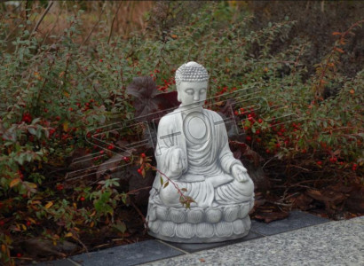 Buddha Skulptur in Steinoptik. Große Skulptur für Garten und Wohnbereich 30cm
