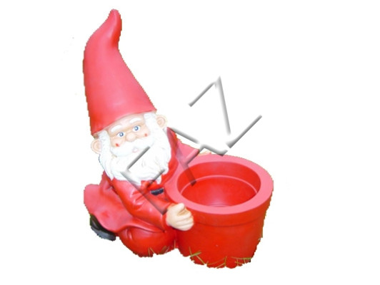 Weihnachten Nikolaus mit Blumentopf Garten Statue Skulptur Figuren Skulpturen