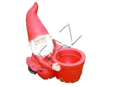 Weihnachten Nikolaus mit Blumentopf Garten Statue Skulptur Figuren Skulpturen