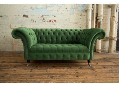 Chesterfield Couch  2 Sitzer Polster Sitz Textil Stoff Leder Couchen Sofas Sofa