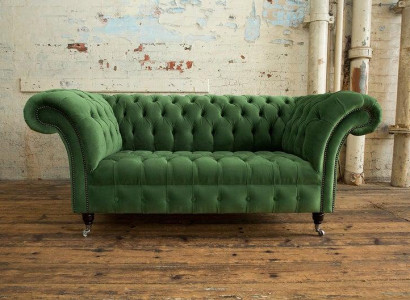Chesterfield Couch  2 Sitzer Polster Sitz Textil Stoff Leder Couchen Sofas Sofa