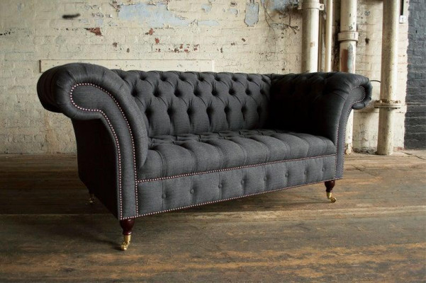 Chesterfield Textil  Sofa 2 Sitzer Luxus Sofa Polster Sofas Design Stoffsofas