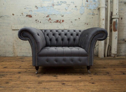 Chesterfield Design Sofa 1 Sitzer Couch Polster Luxus Klassische Textil Couchen