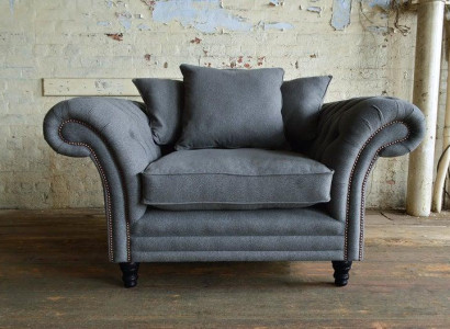 Chesterfield Design Sofa Sessel Couch Polster Luxus Textil Couchen 1 Sitzer #110