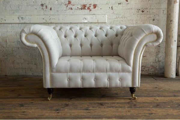 Chesterfield Design Sofa Sessel Couch Polster Luxus Textil Couchen 1 Sitzer #112