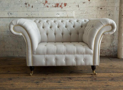Chesterfield Design Sofa Sessel Couch Polster Luxus Textil Couchen 1 Sitzer #112
