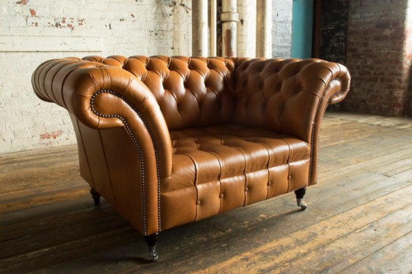 Sessel 1 Sitzer Chesterfield Kunstleder Polster Sofas Design Luxus Couch Sofa