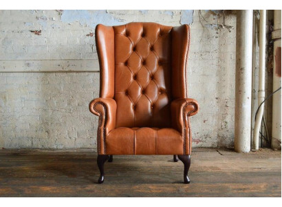 Luxus Ohrensessel Sessel 1 Sitzer Sofa Couch Leder Textil Polster Chesterfield