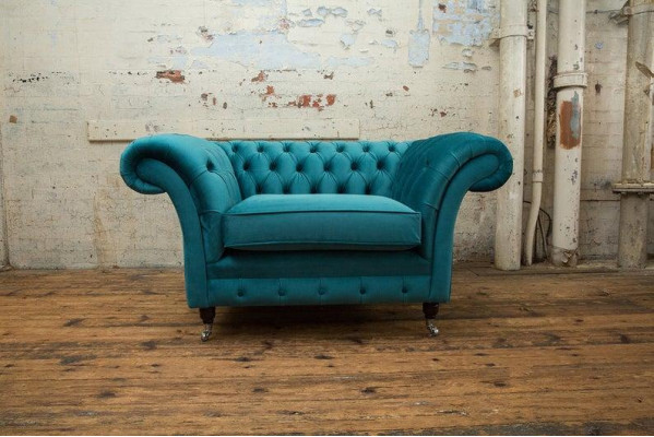 Chesterfield Sessel Fernseh Couch 1 Sitzer Sofa Textil Stoff Couchen Polster 136