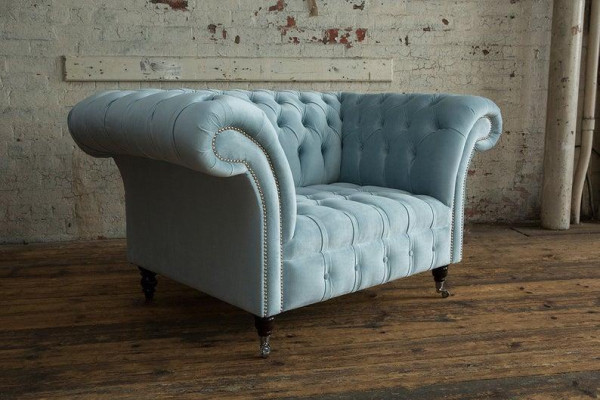 Chesterfield Design Sofa Sessel Couch Polster Luxus Textil Couchen 1 Sitzer #145