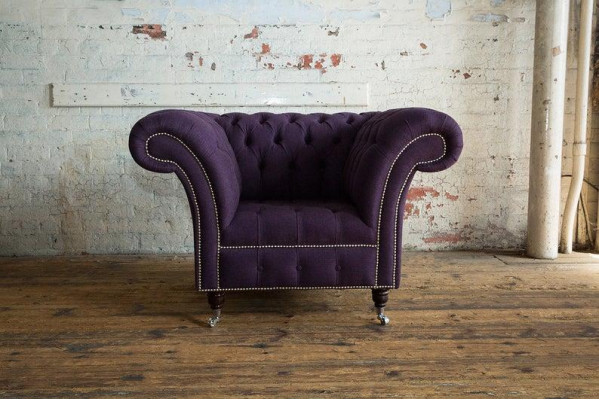 Lila Chesterfield Couch Sofa Polster 1 Sitzer Couchen Sitz Garnitur Sofas Neu