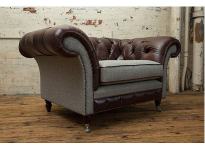 Sessel 1 Sitzer Relax Polster Fernseh Chesterfield Textil Sofa Couchen Braun Neu