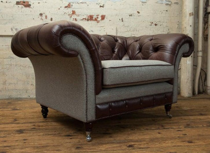 Sessel 1 Sitzer Relax Polster Fernseh Chesterfield Textil Sofa Couchen Braun Neu