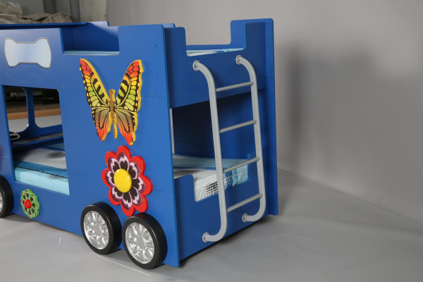 Blaues Kinderbett Holz Möbel Doppelstockbett Feuerwehr Autobett Stilvoll