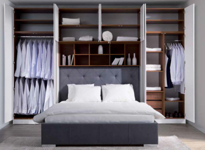 Schrank Bett Betten Wandschrank Polster Schränke Kleiderschrank Schlafzimmer Neu