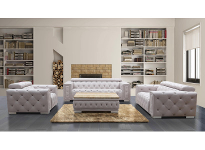 Couch Set Garnitur Polster Leder Design Chesterfield Sofagarnitur 3+2+1 9914 Neu