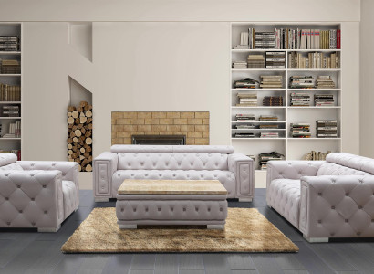 Couch Set Garnitur Polster Leder Design Chesterfield Sofagarnitur 3+2+1 9914 Neu