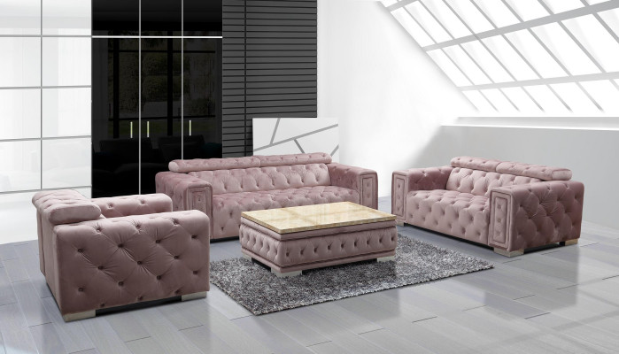 Couch Set Garnitur Polster Design Chesterfield Sofagarnitur 3+3 9914 Samt Set
