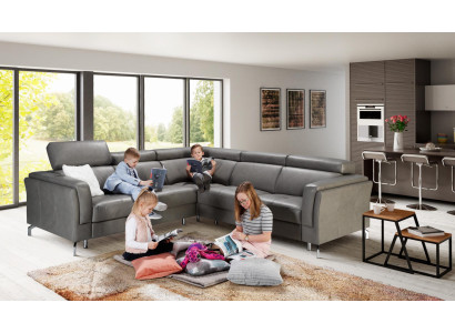 Heim Kino Sofa Couch Polster Couchen Sofas Eck Garnitur Relax Fußstützen Leder