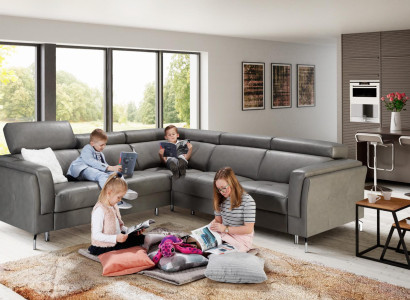 Heim Kino Sofa Couch Polster Couchen Sofas Eck Garnitur Relax Fußstützen Leder