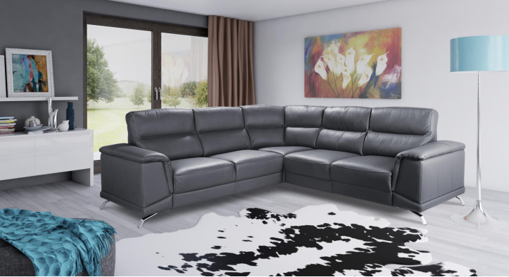 Eck Garnitur Heim Kino Sofa Couch Polster Couchen Sofas Relax Fußstützen Leder