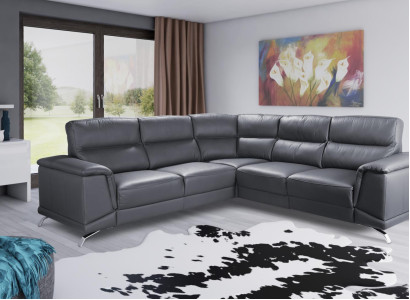 Eck Garnitur Heim Kino Sofa Couch Polster Couchen Sofas Relax Fußstützen Leder