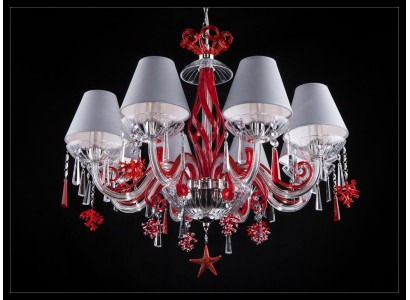 Kronleuchter Antik Stil rote Leuchte Decken Lampen Luster Lampe Kristall Design