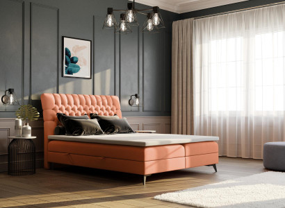 Chesterfield Boxspring Bett Doppel Design Betten Polster Kasten Funktion Hotel