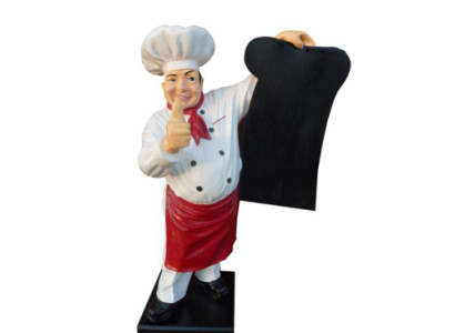 Werbe Tafel Koch Figur Statue Skulptur Werbefigur Menütafel Werbeaufsteller Neu