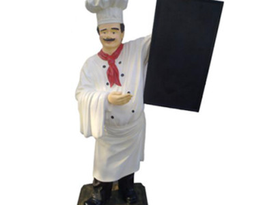 Koch Figur Statue Skulptur Werbefigur Menü Tafel Werbeaufsteller Speisekarte