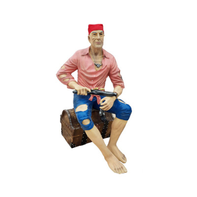 Pirat Figur Statue Design Skulptur Dekoration Karibik Piraten Garten Deko 138cm