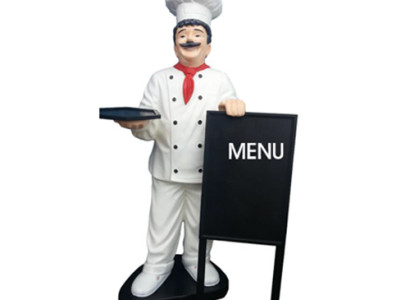 Koch Figur Statue Skulptur Werbefigur Menütafel Werbeaufsteller Restaurant Neu