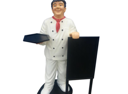 Speisekarte Koch Figur Statue Skulptur Werbefigur Menü  Werbeaufsteller Tafel