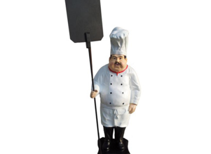Werbefigur Koch Figur Statue Skulptur Menue Tafel Werbeaufsteller Speisekarte
