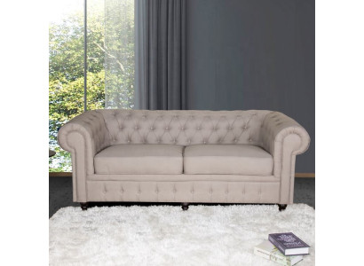 jvmoebel ® - Textil Sofa Couch - Beige Polster Dreisitzer Couch Garnitur Dreier